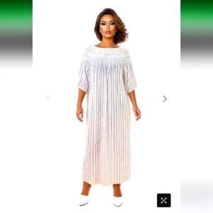 Elegant By NANCY White Off-Shoulder Maxi Dress